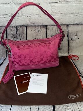 Rare! Vintage Y2K Coach Pink Signature East West Shoulder Bag (Style 9363)